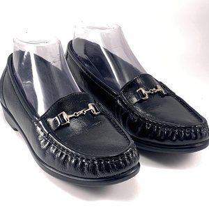 SAS Metro Black Patent Leather Slip-on Loafer Shoe A5871292 Women Size 7.5 WIDE